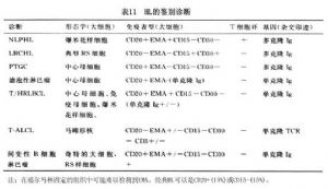 表11 霍奇金淋巴瘤的鑑別診斷