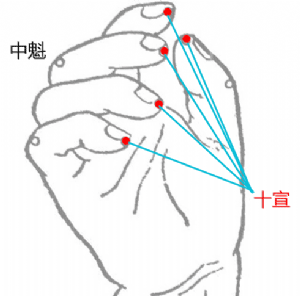 经外奇穴——十宣的位置