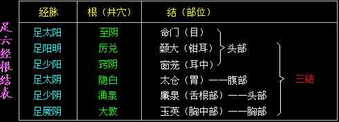 足六经根结表