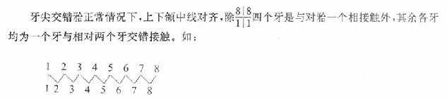 上牙部分覆盖在牙的唇（颊）面。