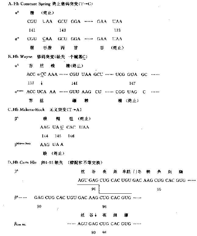 人类α链和β链mRNAR不同突变类型