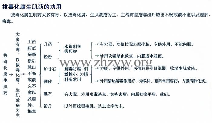 拔毒化腐生肌药的功用
